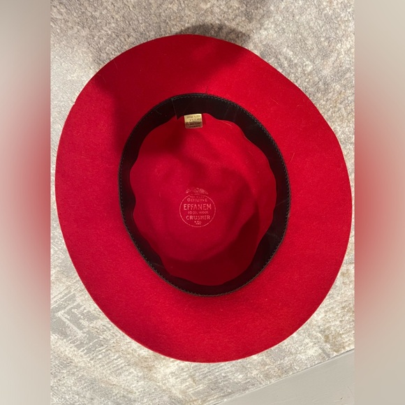 Genuine Effanem Crusher Hat Scarlet Red 100% Wool Size Large Made In USA - Picture 6 of 11